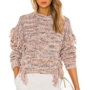Joie • Meghan Cable Knit Fringe Sweater, Wool Blend Chunky Knit, Rose Pink, XS